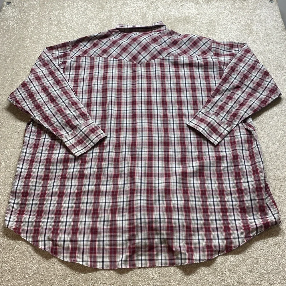 Ely Cattleman Western Shirt Mens 4X Burgundy Plaid Pearl Snap Big Man 202907BG